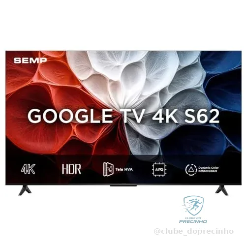 SEMP, Smart TV 4K UHD, 43“, Google TV, Google Assistente, Comando por Voz, Googlecast Integrado, Design Sem Bordas, Dolby Audio, 43S62