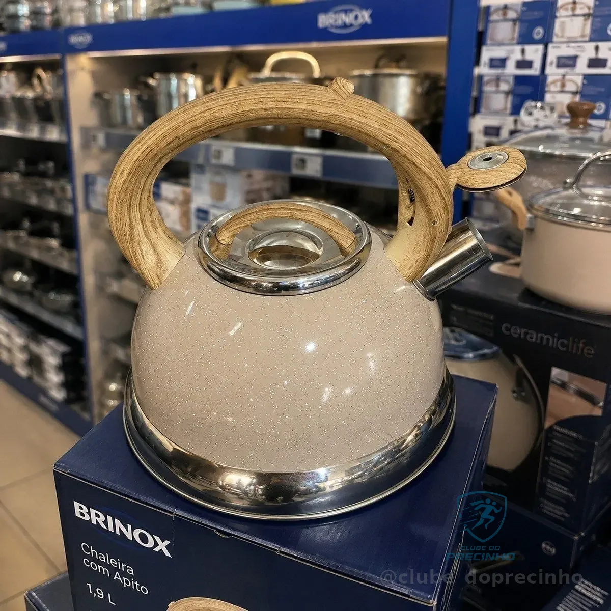 Chaleira Roma Apito Indução Em Aço Inóx Areia 2,7l - Brinox