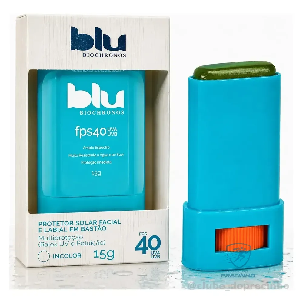Protetor Solar Facial E Labial Incolor Em Bastão Ideal Para A Prática Esportiva - Blu Biochronos