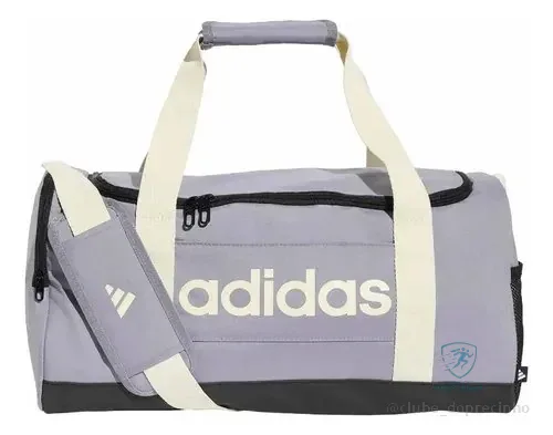Mala Duffel Linear Pequena adidas Lilás Lisa Níquel Creme