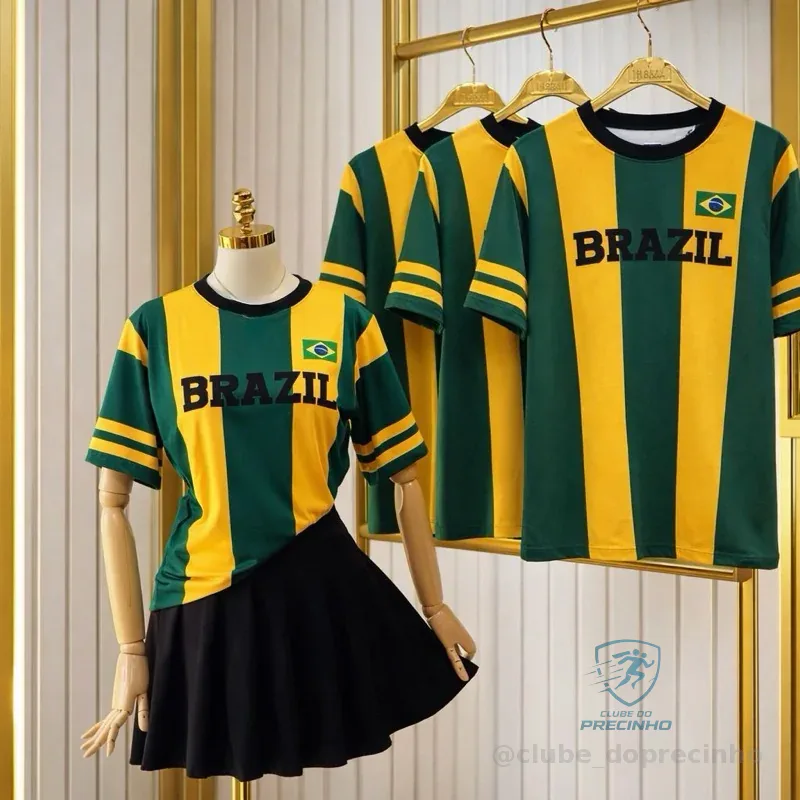 Blusa Brasil Verde e Amarela Feminina Sued Premium 🇧🇷 Veste 36 ao 44 Tendência Copa Shopee