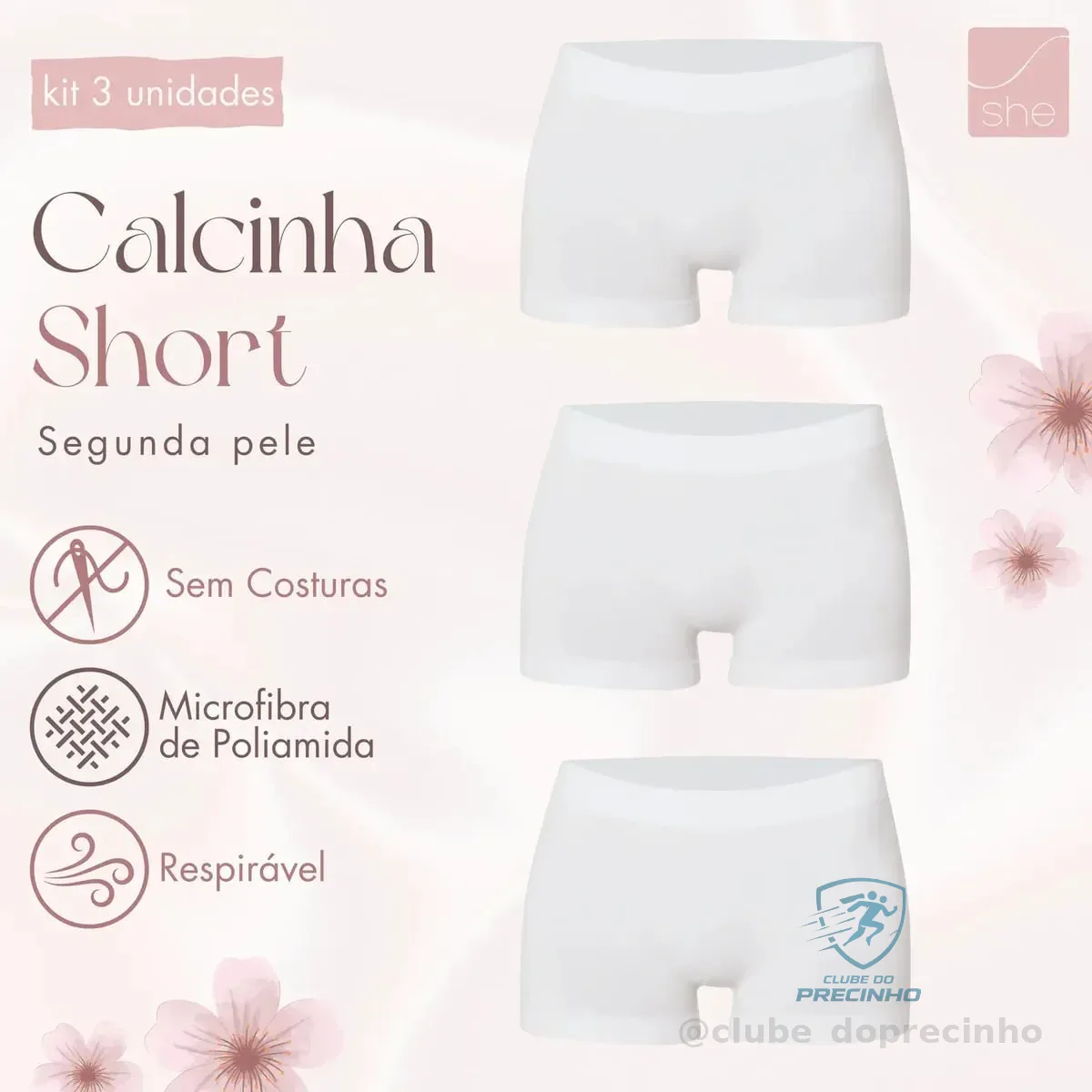 Kit 3 Calcinha Boxer Short Sem Costura Cueca Feminina She Mercado Livre