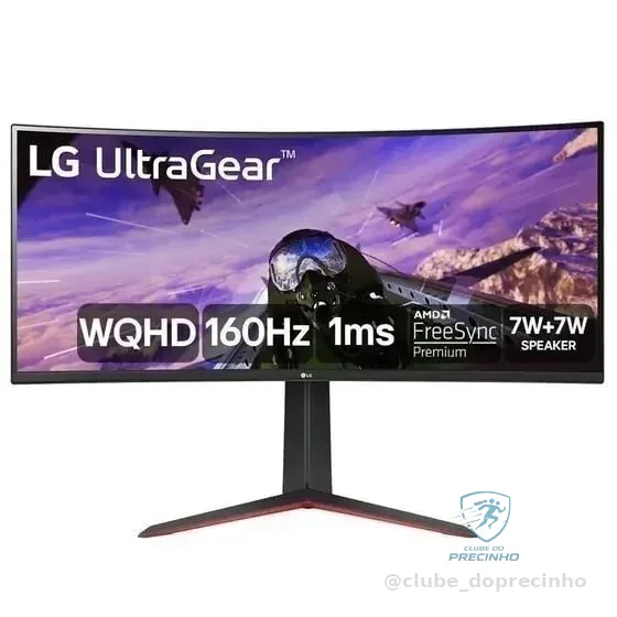 Monitor Gamer Curvo LG UltraGear 34", 2K WQHD, UltraWide, 160Hz, 1ms, FreeSync Premium, HDR10, Som Integrado - 34GP63A-B