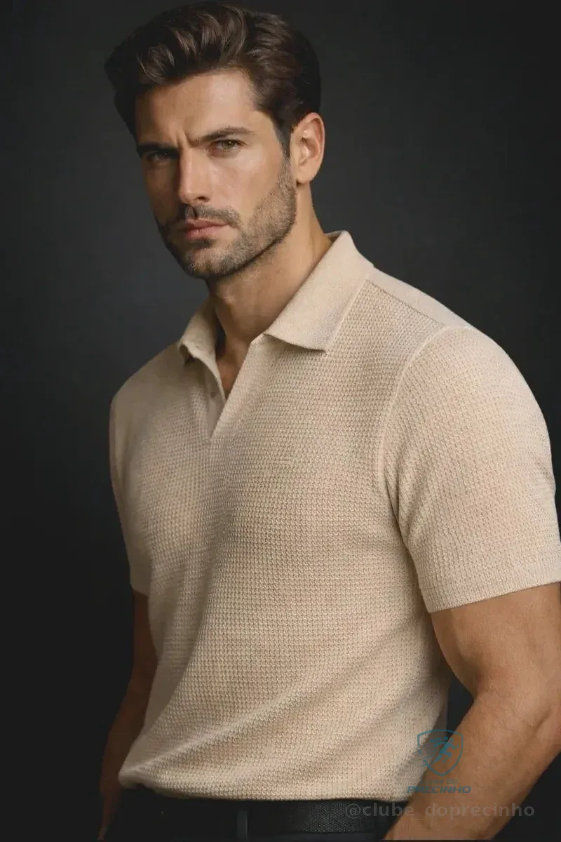 Camisa Polo Texturizada Sem Botão Mercado Livre