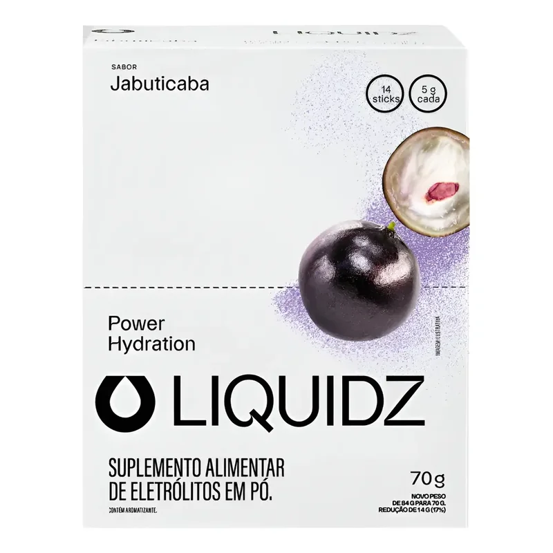 Liquidz® - Eletrólitos Zero Açúcares - Sabor Jabuticaba - Kit 1 Caixa - 14 Sachês
