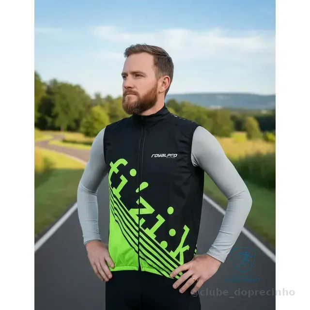 Colete De Ciclismo Corta Vento Marcio May Fizik Preto