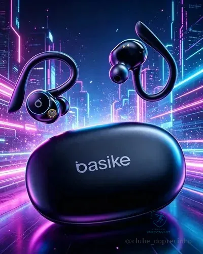 Fone De Ouvido Basike Tws Bluetooth 5.4 Com Clip E Cancelamento De Ruído Enc Preto