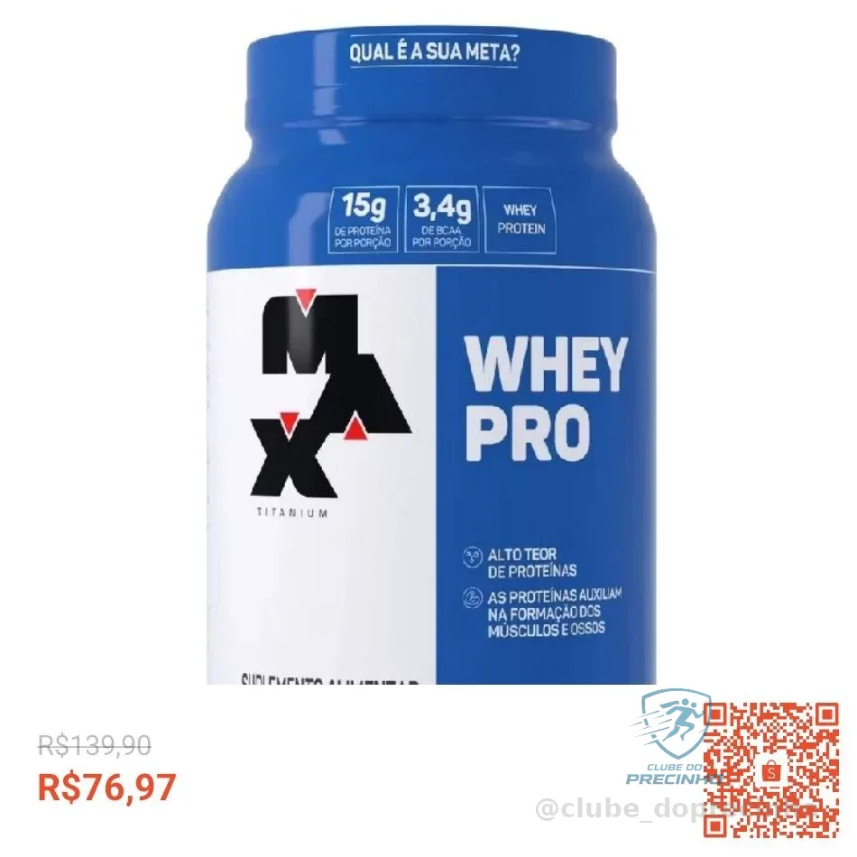 Whey Pro Pote 1kg Sabor Morango Max Titanium