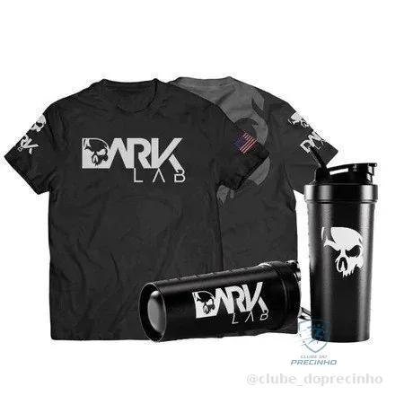 Kit Camiseta Caveira Dry-Fit + Coqueteleira Fuse 700ml Preta Dark Lab