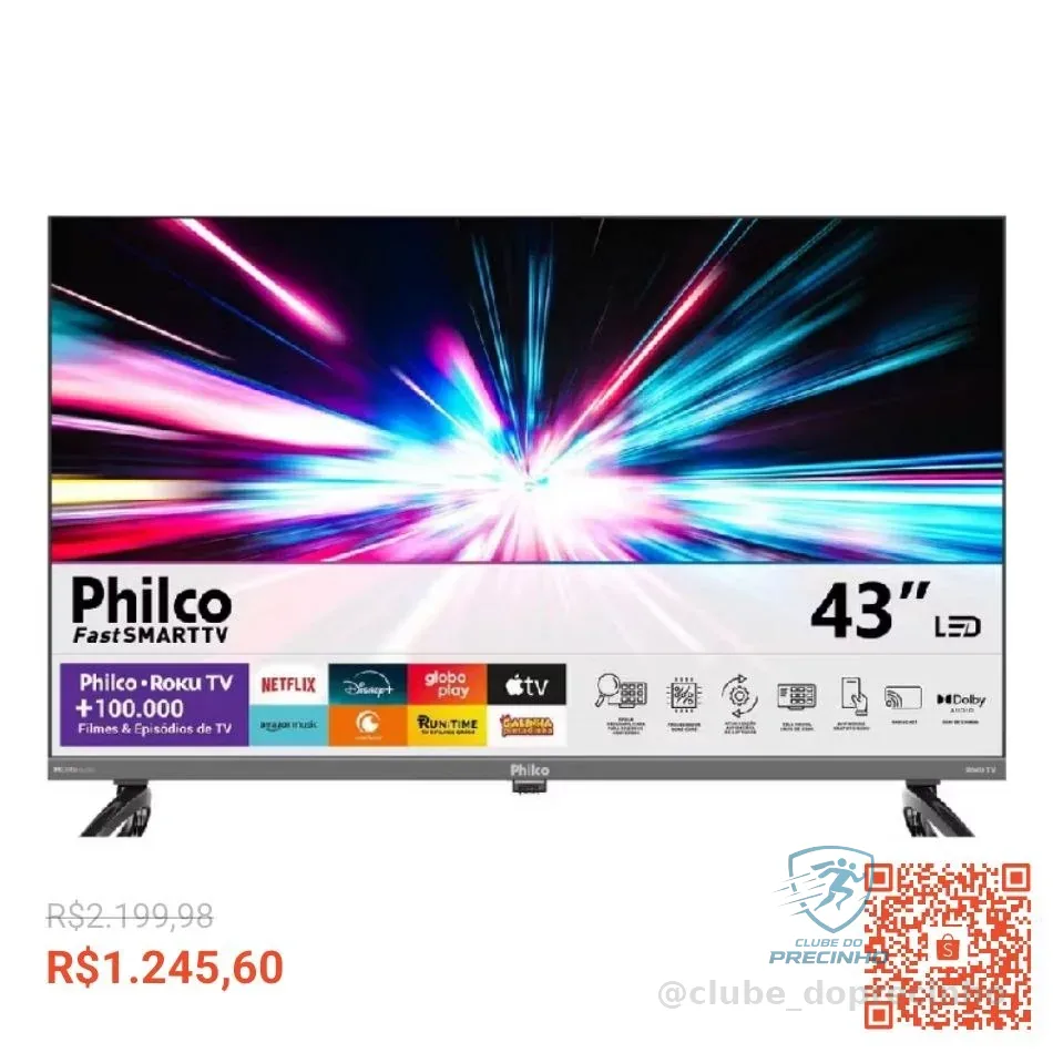 Smart TV 43” Philco P43CRA Full HD Wi-Fi HDMI USB Conversor Digital