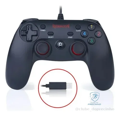 Controle Redragon Saturn G807, Usb, Gatilho Analógico, Gamer Preto