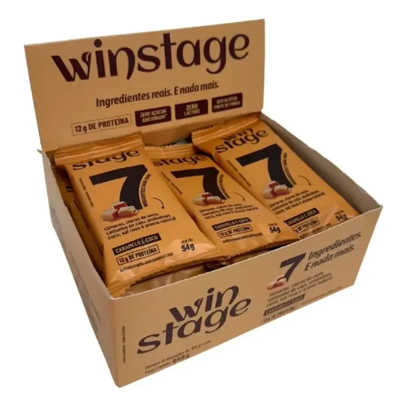 Barra De Proteína Winstage Caramelo E Coco 54g Display 12un