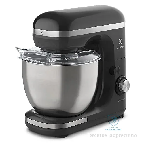Electrolux Batedeira planetária potente capacidade 5L 750W 12 velocidades tigela inox função pulsar massa pesada pes antiderrapante EKM40 preto 127v
