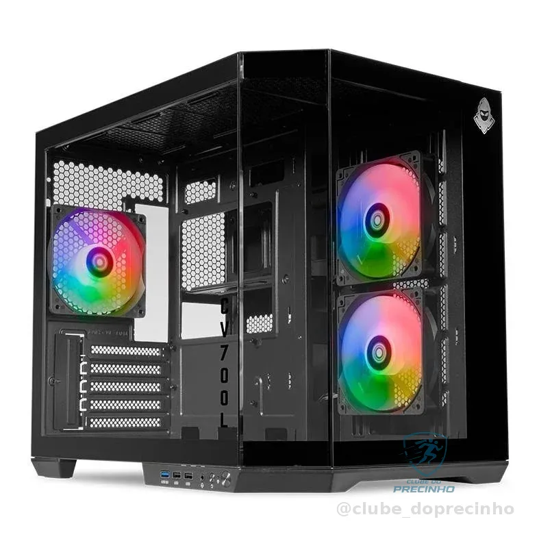 Gabinete Gamer Mancer CV700L Mid Tower Lateral de Vidro 3 Fans ARGB Shopee