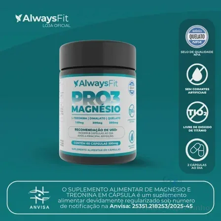 Pro3magnésio Always Fit Kit 3 Magnésio Treonato Quelato Dimalato 60 Cápsulas Sem Sabor Mercado Livre