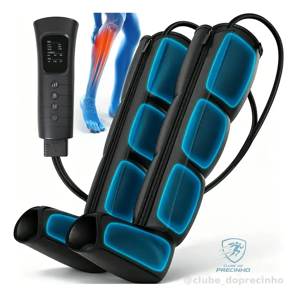 Botas De Compressão Pneumática Massageador Pes 6 Modos Preto 110220 V Preto