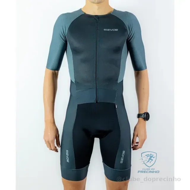 Macaquinho Triathlon Masculino Evoe Dark Uv50 Preto E Cinza