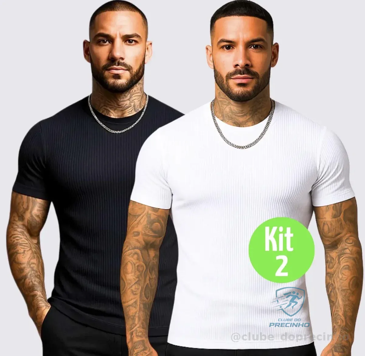 Kit 2 Camisetas Americana Canelada Ribana Algodão Justa Slim Mercado Livre