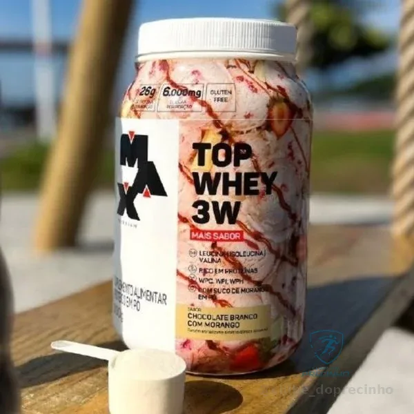 Top Whey 3W Pote 900g Max Titanium - Chocolate Branco com Morango Mercado Livre