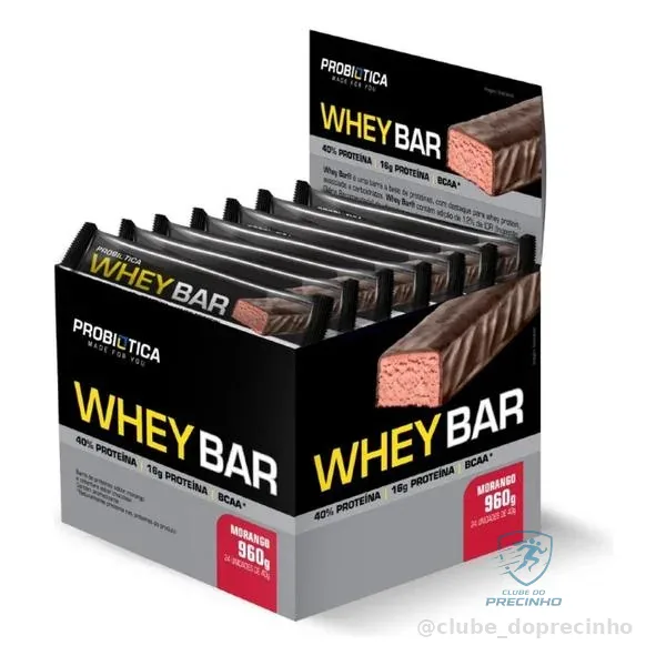 Kit 24 Barras Whey Morango Probiótica Mercado Livre