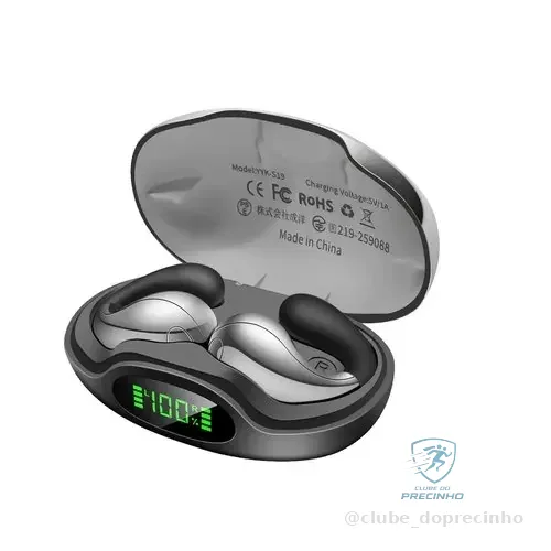 Fones De Ouvido Bluetooth Com Tradução, Boytond S19ai, Tradutor 144 Idiomas Em Tempo Real, 56h De Duração, Sem Fio Tws, Áudio Espacial, Ip55, Preto