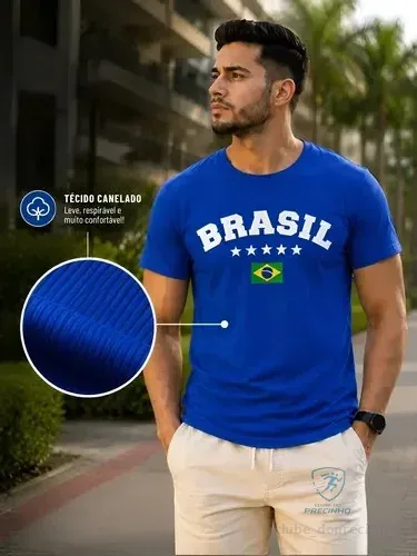 Camiseta Masculina Básica Canelada Copa Do Brasil 2026 Azul G