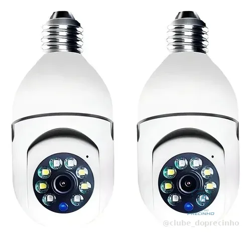 Kit 2 Câmeras Segurança 360º Jortan Wifi Ip Hd Visão Noturna Lâmpada Camera Lâmpada Wifi 360