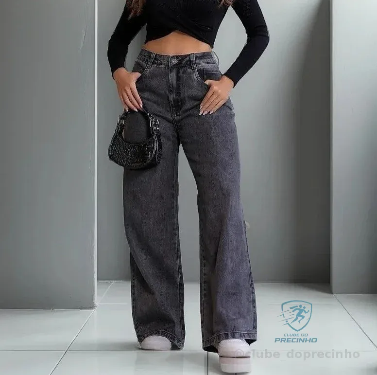 Calça Jeans Feminina Wide Leg Pantalona 100% Algodão Mercado Livre