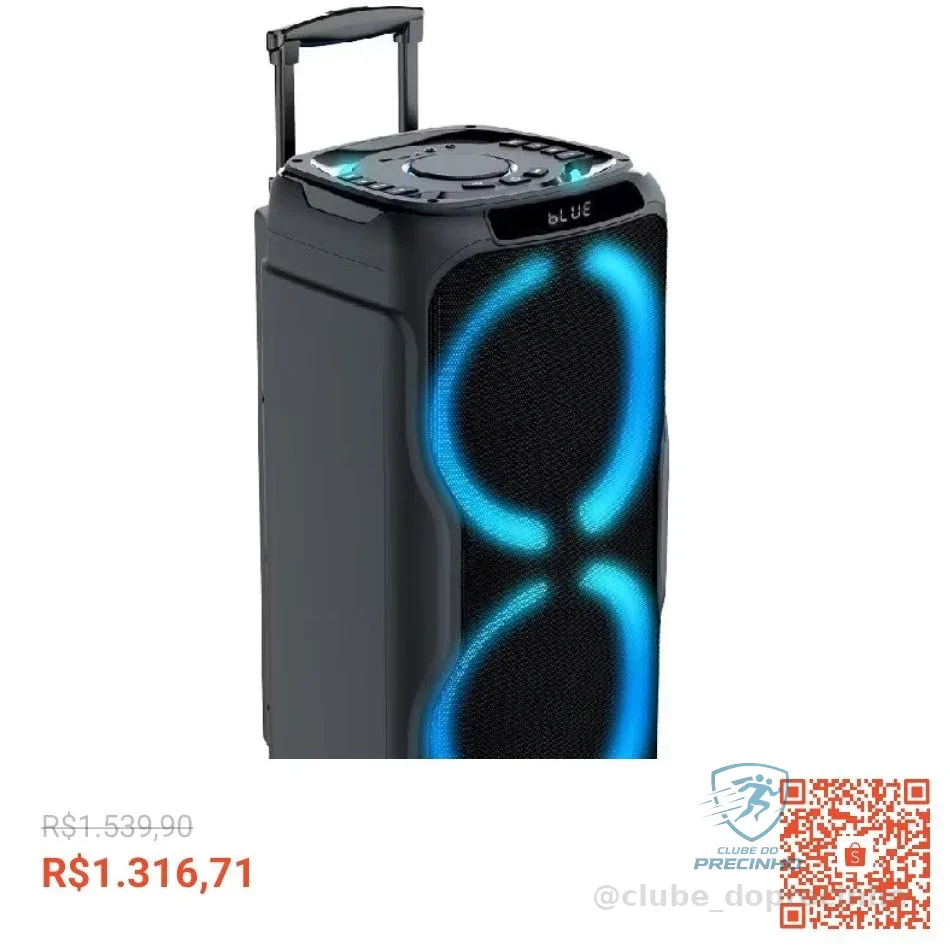 Caixa de Som Moob Groove Entrada para 2 Microfones Função TWS Bluetooth 5.0 e 2 Alto Falantes 1200W