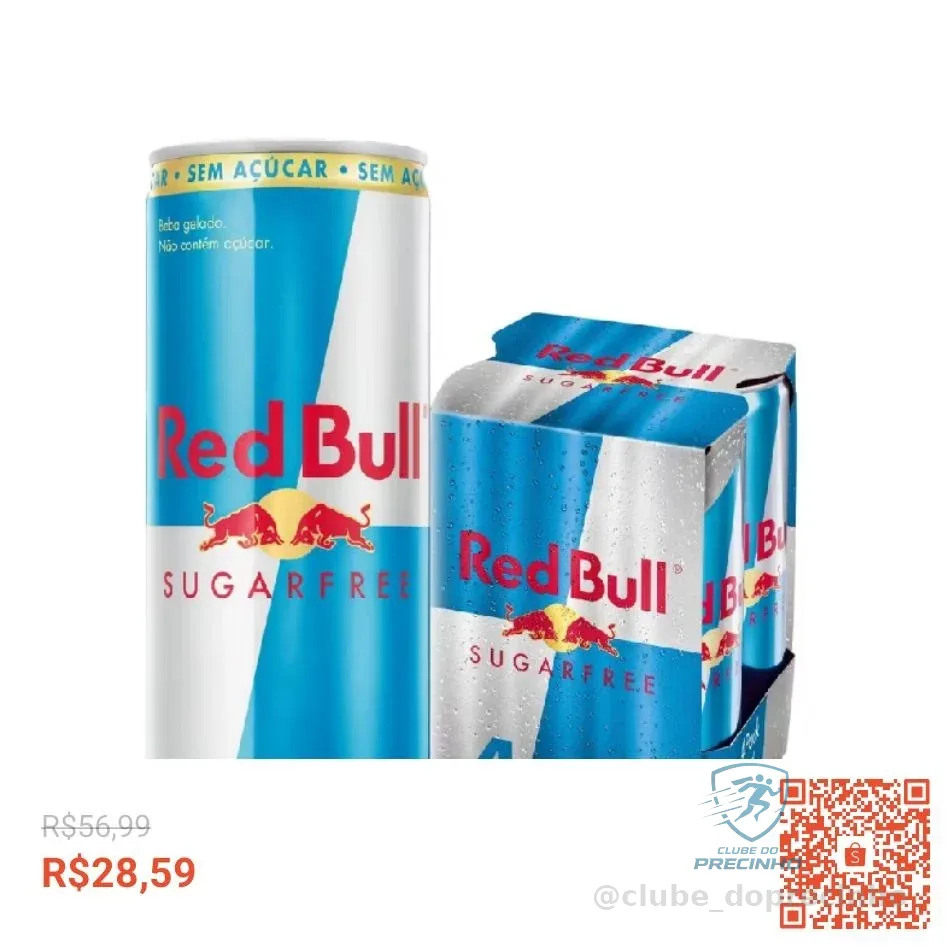 Kit com 4 Energético Red Bull Sugar Free 250ml
