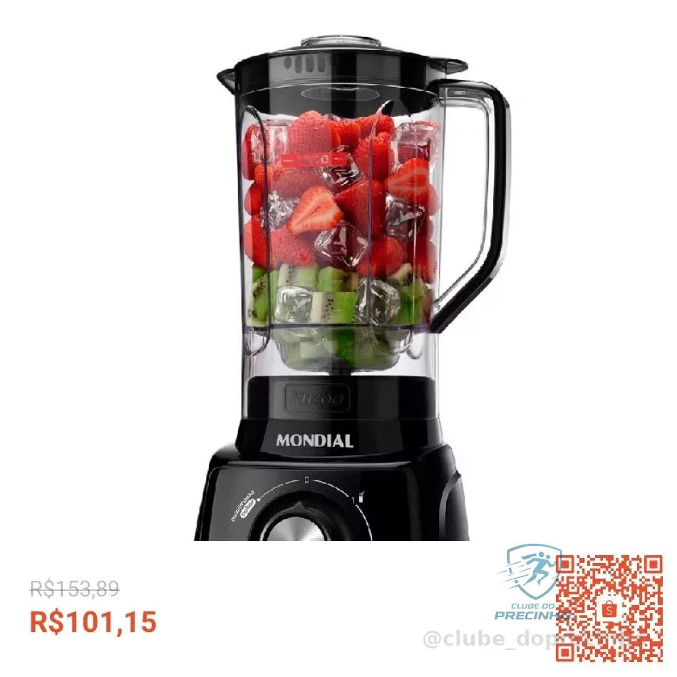 Liquidificador 3 velocidades Turbo Power preto - L-99FB - Mondial