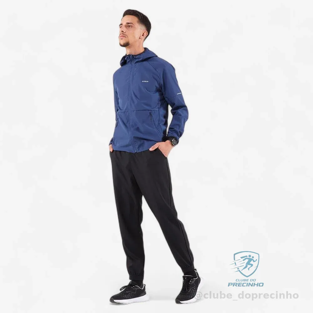Jaqueta Masculina de Corrida Corta vento Run 100 Kiprun Azul