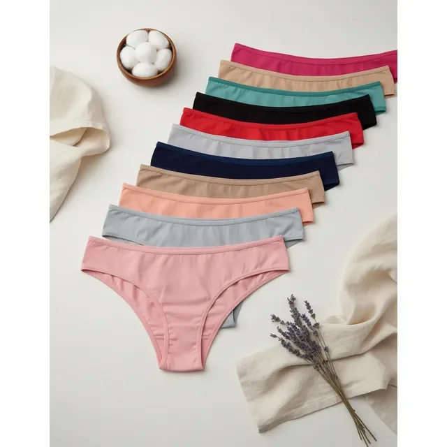 Kit 10 Calcinhas Algodão Tanga Lisa Conforto Basica Feminina