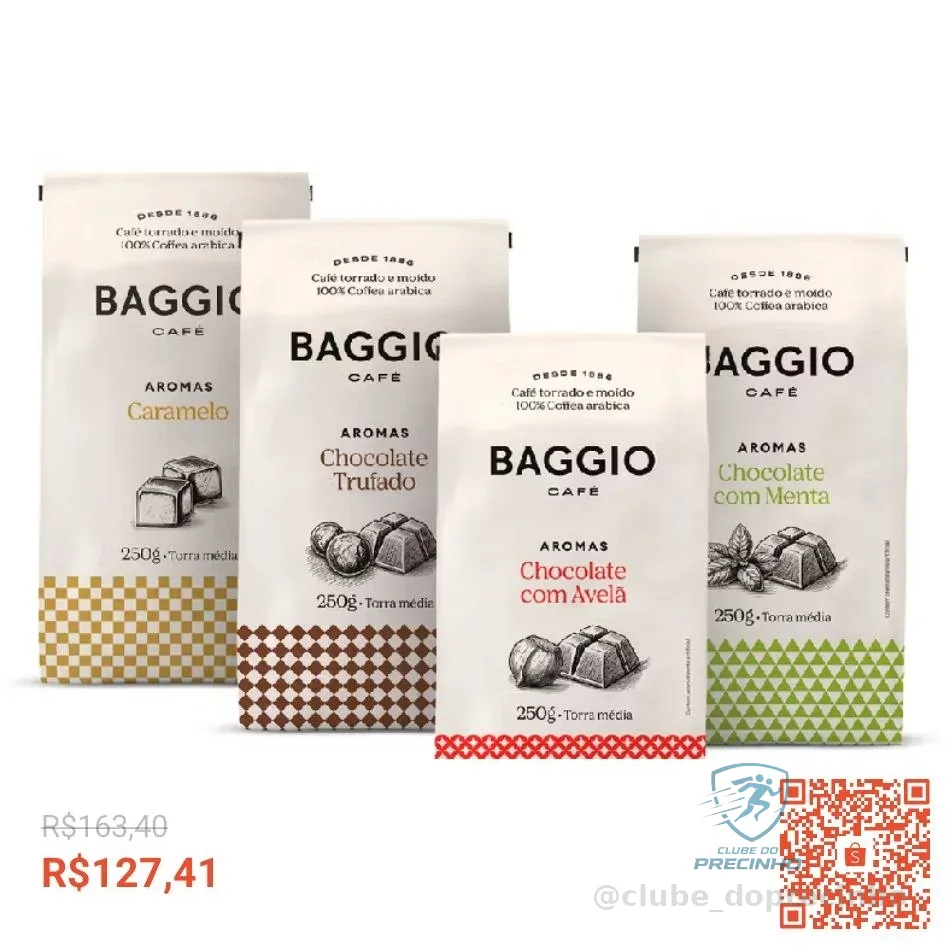 Kit de Cafés Moídos Aromas Baggio Café 1kg - Caramelo, Chocolate Trufado, Avelã e Menta