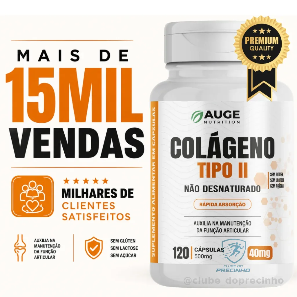 Colágeno Tipo 2 Original 120 Cápsulas 500mg Qualidade Premium - Auge Nutrition Shopee