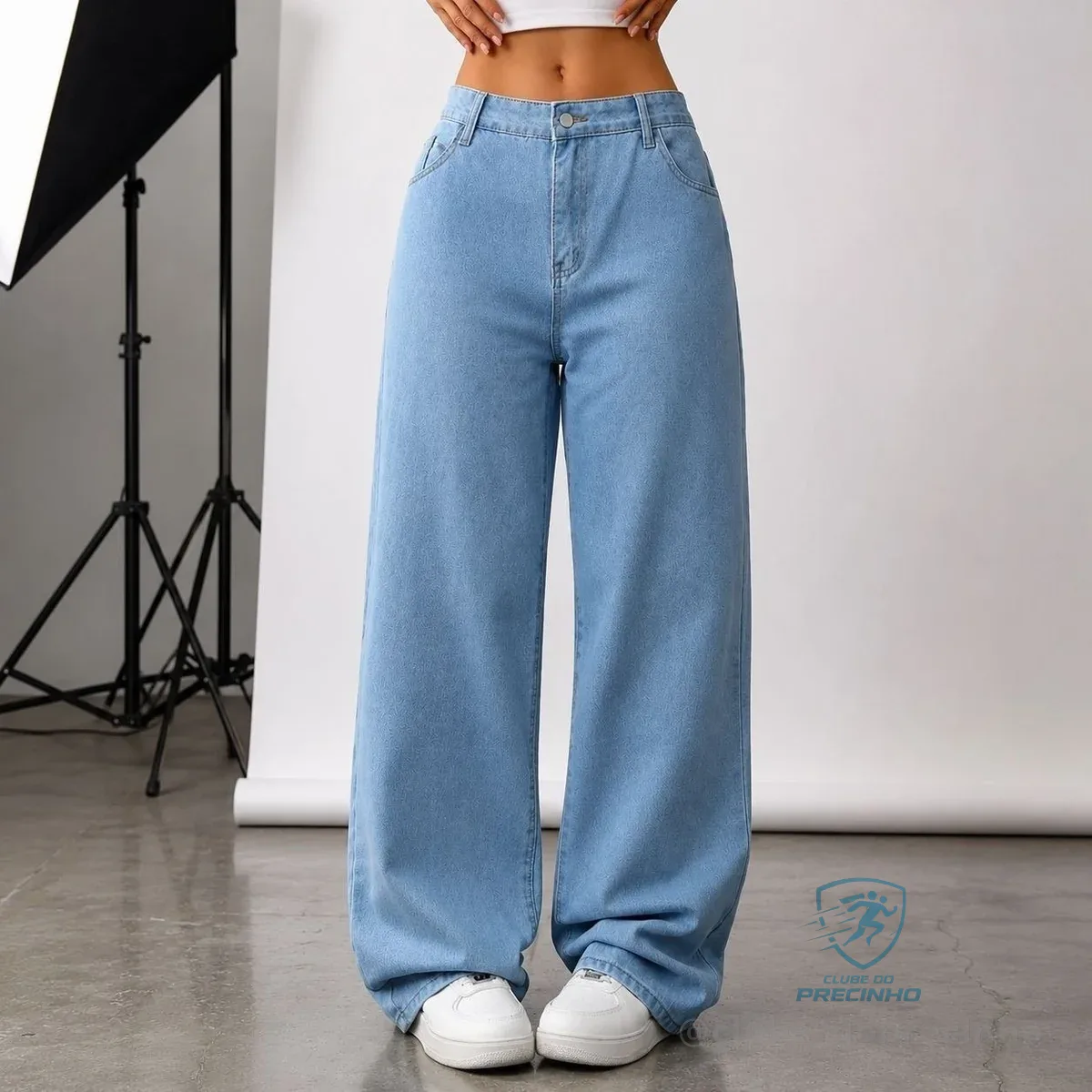 Calça Wide Leg Jeans Reta Perna Larga (4 cores) Mercado Livre