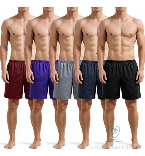 Kit 5 Shorts Masculino Sport Academia Futebol Cor Aleatório