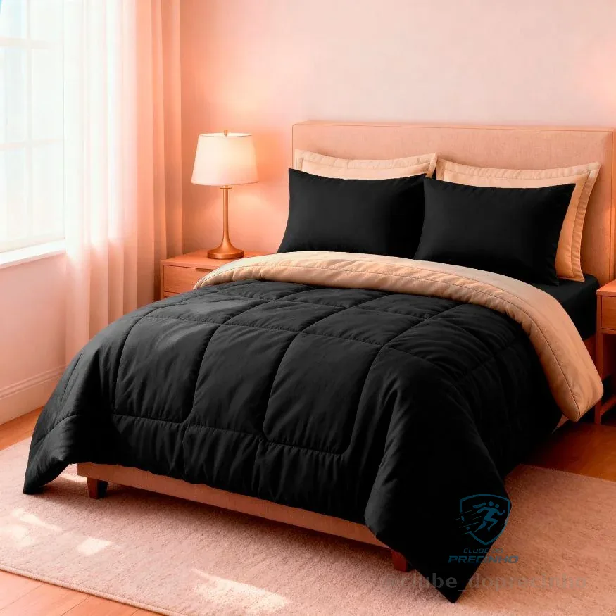 Kit Jogo de Cama Edredom Casal Queen 06 Peças Dupla Face Super Macio Premium Casa Dona Shopee