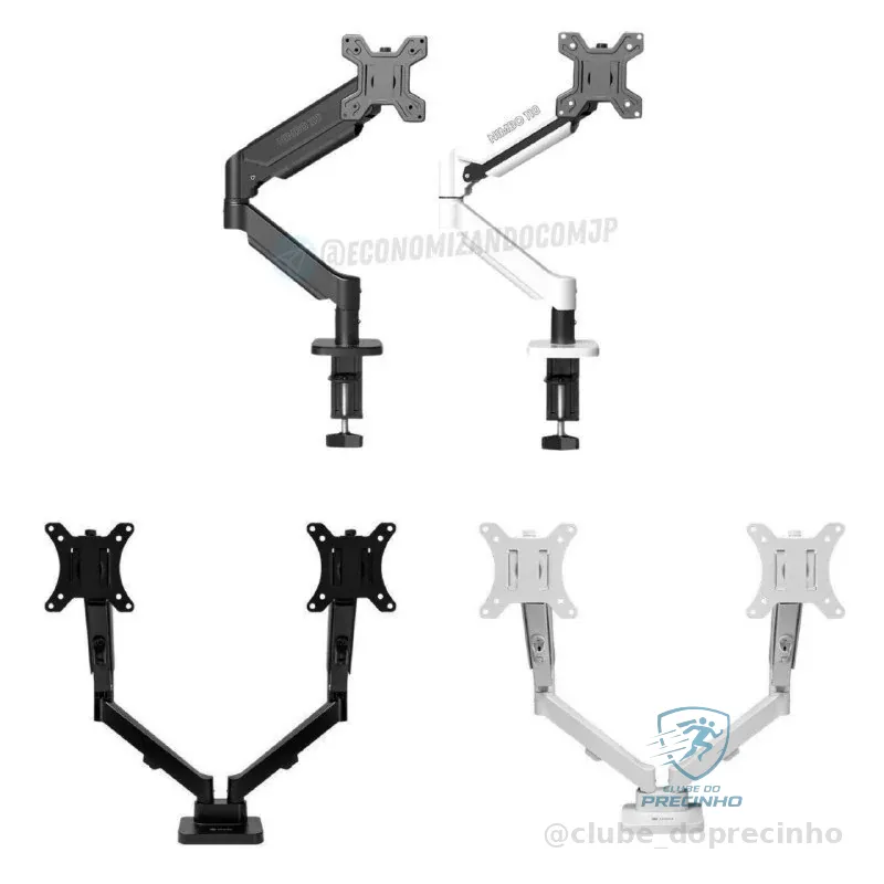 Suporte Articulado Para 2 Monitores 13 a 32 Pistão a Gás Zinnia Nimbo 210 Preto
