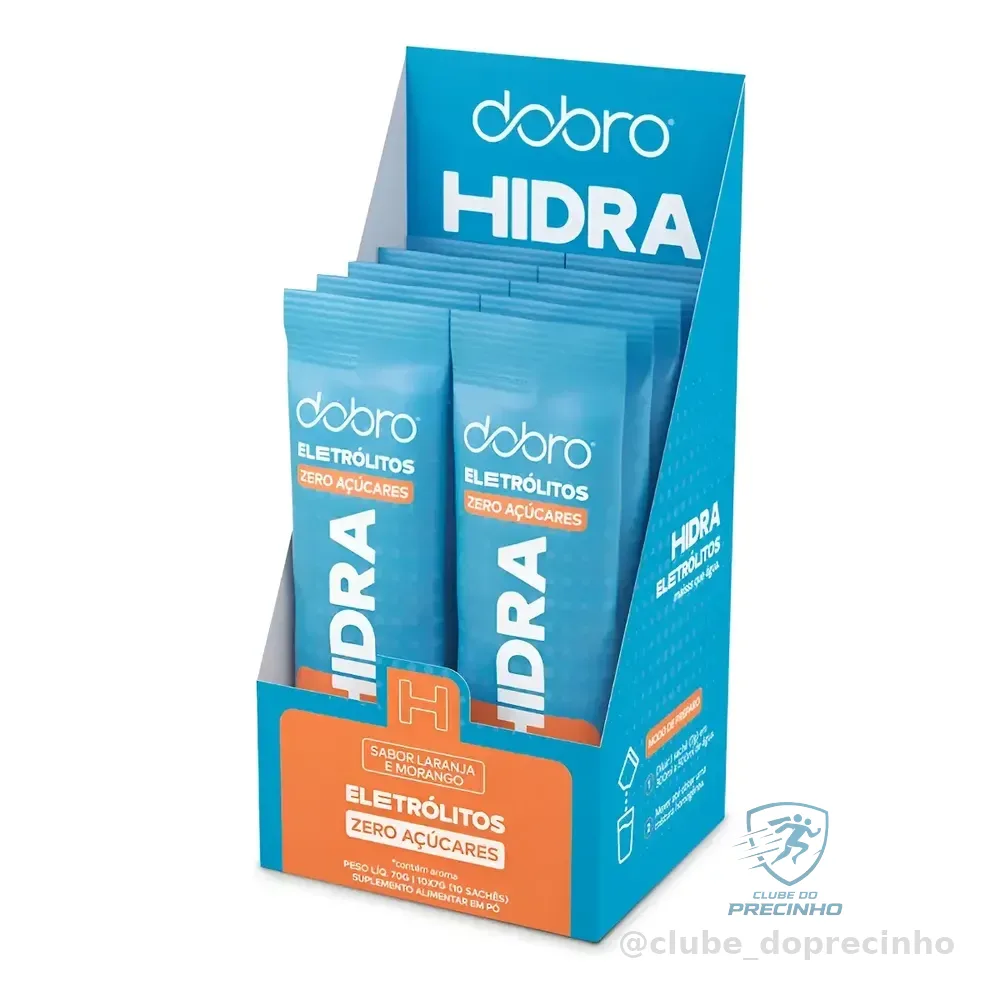 Hidra Eletrolitos Dobro Caixa Com 10 Sachês De 7g Sabor Laranja E Morango