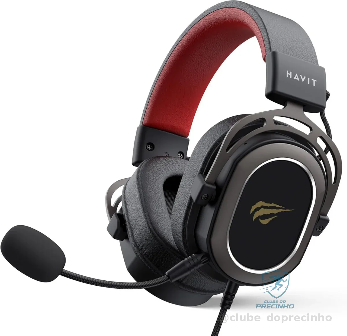 Havit Fone de Ouvido Headset H2008d com Microfone, Preto e Vermelho. Falante de 50mm, Conector 3, 5 mm, Compatível com PS4 / XBOX, Headband Regulável, 20 Hz – 20 kHz