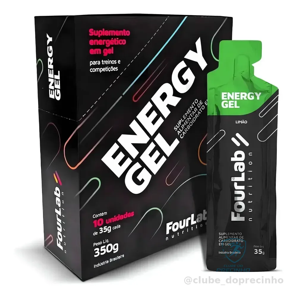 Gel Carboidrato Limão Fourlab Nutrition Caixa 10 Sachês Sem Glúten