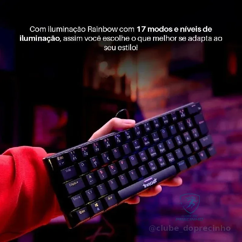 Teclado Mecanico TGT Sherman V3 C1, Rainbow, ABNT2, Switch Vermelho, Preto, TGT-SHRC-RD01