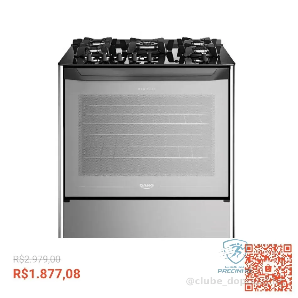 Fogão 5 Bocas Dako Magister Style Mesa de Vidro Bivolt