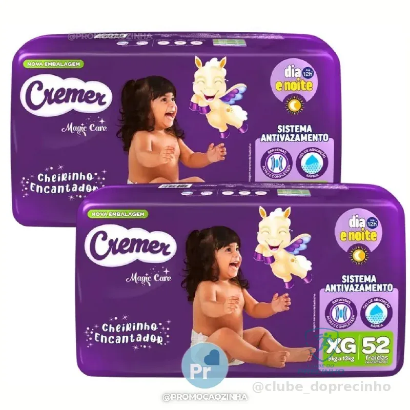 Kit 2 Fraldas Descartáveis Cremer Magic Care Hiper XG 50 Tiras