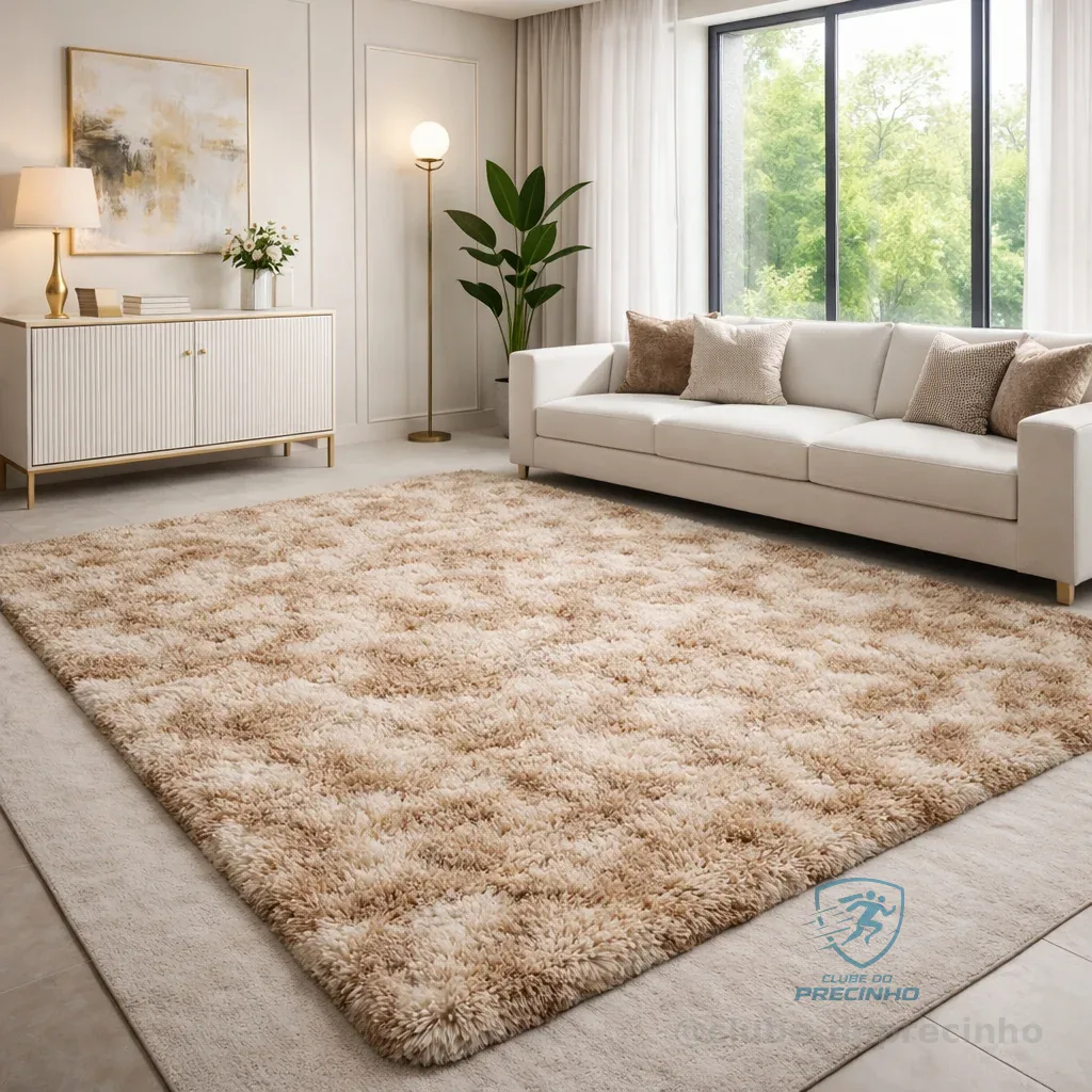 Tapete Sala Peludo Barato Luxo 2,00 X 1,40 Bege mesclado Para Casa Antiderrapante Shopee