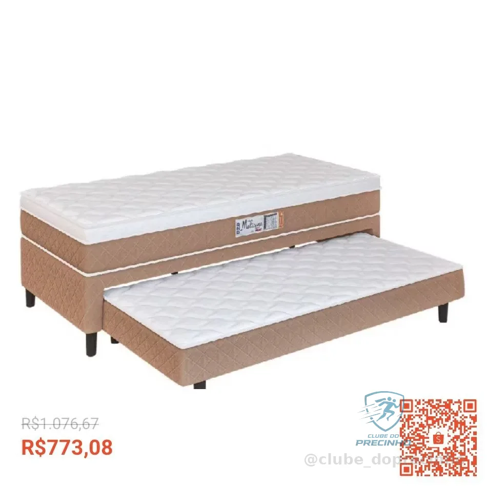 Cama Box Solteiro Com Cama Auxiliar Conjugada Espuma D28 Aspen 88x188x53cm Marrom / Branco Hellen