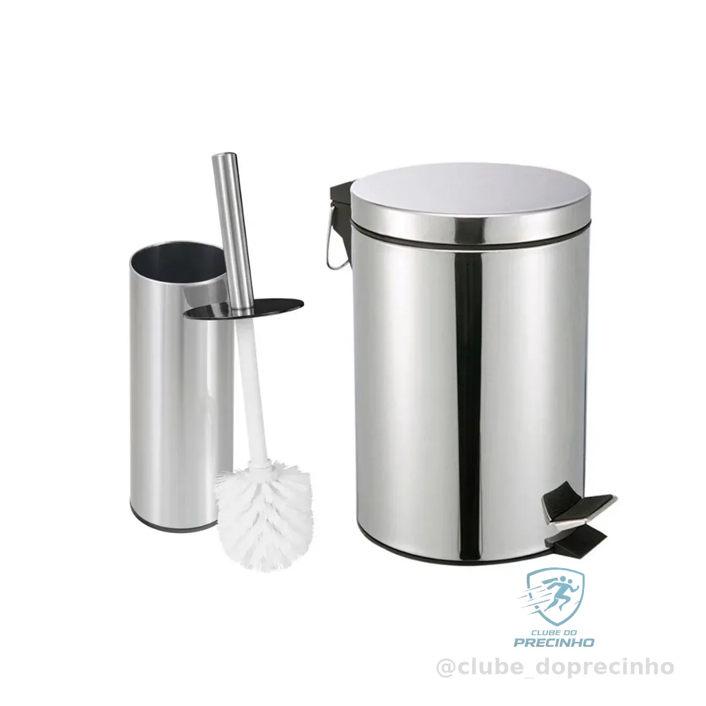 Lixeira 3 litros Inox Escova Sanitária Inox para Banheiro Shopee