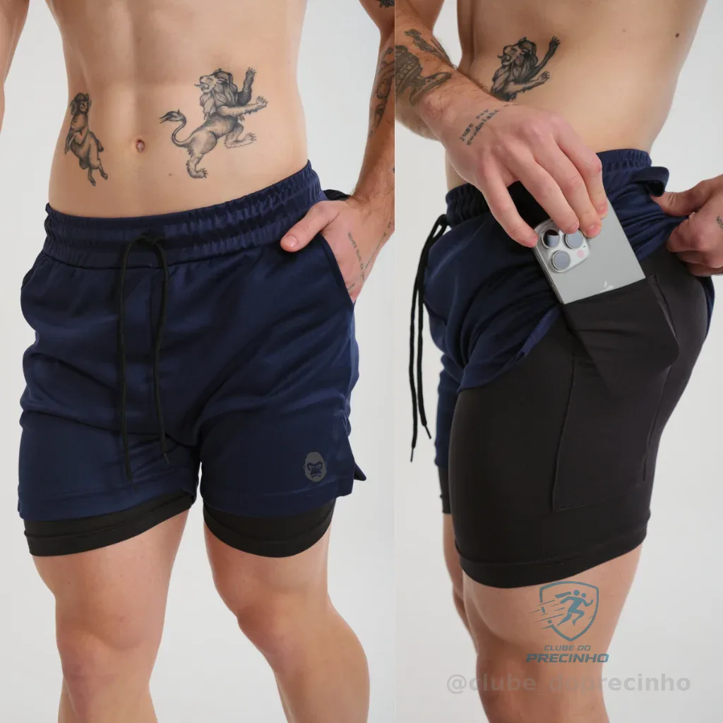 Kit 2 Shorts Kong Bermuda 2 em 1 Para Academia Shopee