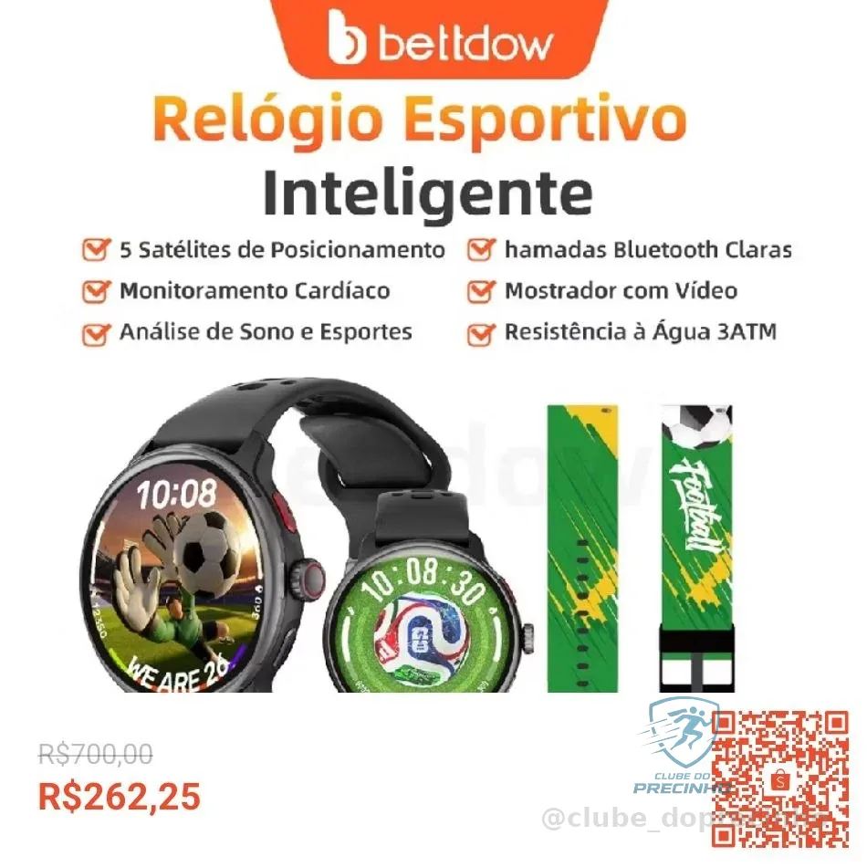 Smartwatch GPS BETTDOW com aplicativo de IA integrado, 100 modos esportivos, resistência à água de 3 ATM e tela AMOLED